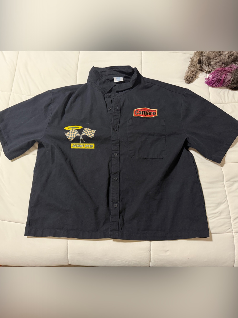 Camaro Black Short-Sleeve Button-Down Work Shirt